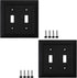 SleekLighting Double Toggle Wall plates | Decorative Bamboo Classic Beadboard Black Finish | Electric Outlet and Switch Covers| Style: 2 Gang Togg...