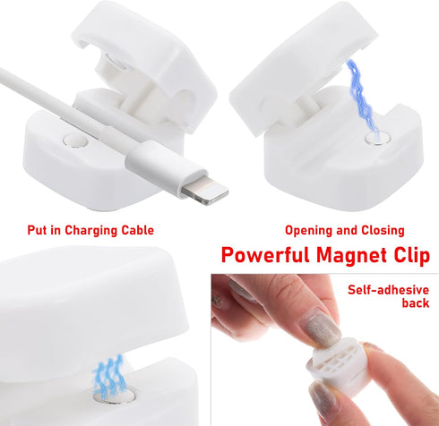 12 Pack Cord Organizer, Magnetic Cable Management Clips for Desktop, Self Adhesive Wire Charger Keeper for Phone, Kitchen Appliances, Earphone Org...