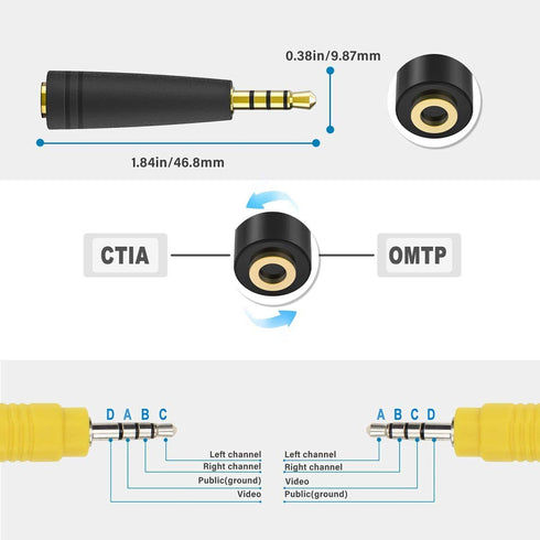 3.5mm Male to 3 RCA Female Video AV Component Adapter Cable for TCL TV, Ancable AV in Adapter 6-Inch 3.5mm Plug to Triple RCA Jack Audio/Video Spl...