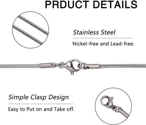 arricraft 10PCS 18 Inches Stainless Steel Chains with Lobster Claw Clasps 1.5mm Snake Chains for Necklace DIY Jewelry Making-Stainless Steel Color...