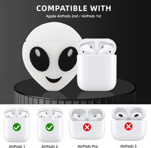 Compatible with AirPods Case Cover with Cleaner Kit, Luminous 3D Alien Case for AirPods 2nd/1st Generation, Cute Funny Anime Soft Silicone Shell P...