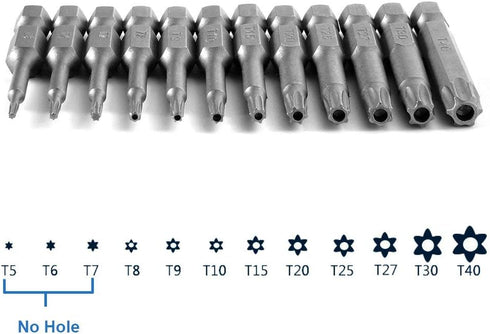 12pcs T5-T40 Torx Head Screwdriver Bit Set 1/4 Inch Hex Shank Security Tamper Proof Magnetic Torx Bit Screw Driver Kit Tool, 50mm...