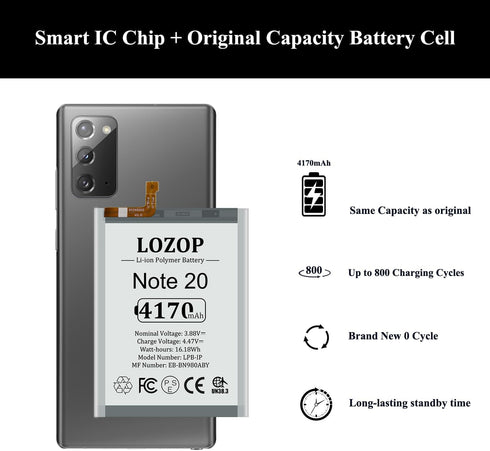 Note 20 / Note 20 5G Battery Replacement Kit for Samsung Galaxy Note 20 SM-980F /Note 20 5G SM-N981U/U1/B/N/W and Other All N981 Models with Repai...