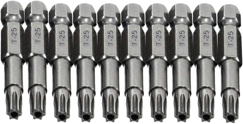 10pcs 50mm Long 1/4 Inch Hex Shank T25 Torx Head Magnetic Screw Driver Bit Set Security Tamper Proof Star 6 Point Screwdriver Kit Tools...