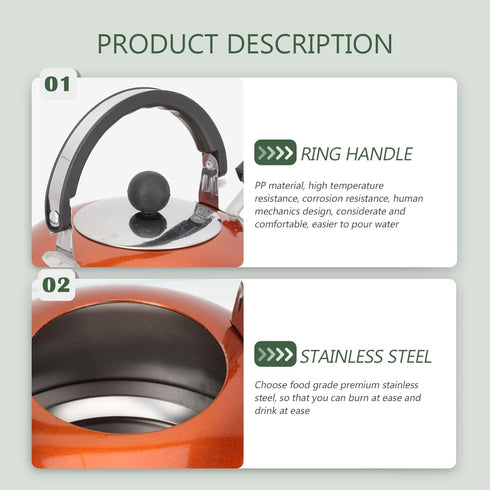 Honk Kettle Whistle Kettle Household Teakettle Stainless Steel Teakettle Household Water Pot Portable Teakettle Whistling Tea Kettle Sounding Kett...