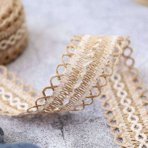 Christmas Burlap Lace Trim Natural Burlap Lace Ribbons for Crafts, Burlap Lace Ribbon for Wedding Decoration and DIY Craft Home Party Decoration (...