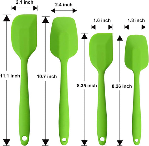 Silicone Spatulas Set, Rubber Spoon Spatula Heat Resistant Spoonula One Piece Design Seamless Spatula Non-Stick Scrapers Baking Mixing Tool (Green...