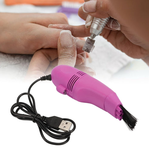 Mini Nail Dust Vacuum, Desktop Vacuum Cleaner Large Suction Brush Head Prevent Heating for Crumbs (Blue)...