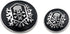 Bezelry Skull Emblem Matte Silver Black Metal Shank Double Blazer Button Set. 6 Pcs of 23mm, 8 Pcs of 15mm...