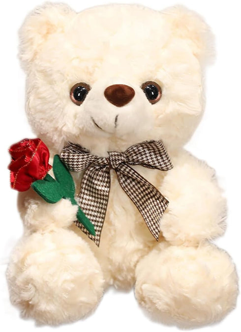 Bear Stuffed Animal Plush Toy for Valentine Day, Cute 9.8" Teddy Bear Plushie with Rose Soft Small Cuddly Bear Toy, Gifts for Girlfriend Boyfriend...
