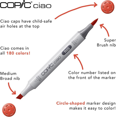 Copic Ciao Marker Set, 6-Colors, Primary...