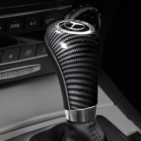 1 Piece Carbon Fiber Car Gear Shift Knob Cover Sticker Interior Trim for Mercedes Benz W204 W212 A G E C Class CLS Accessories (Black)...