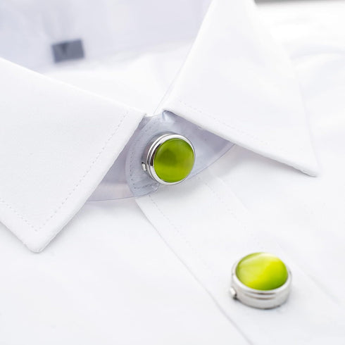 button covers for mens shirts button cover cufflinks cat eye button cover Ladies button covers (Silver-green diameter 1.5cm)...