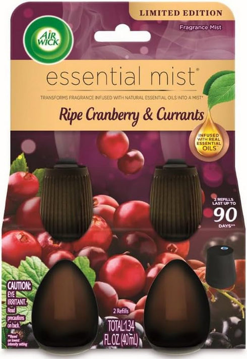 Air Wick Essential Mist – Twin Refill Ripe Cranberry & Currants, 2 Refills...