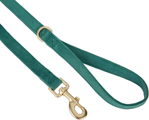 Soft Corduroy Dog Collar and Leash Set, Adjustable Cotton Dog Collars with Metal Buckle and Lead for Small Dogs,Dark Green...