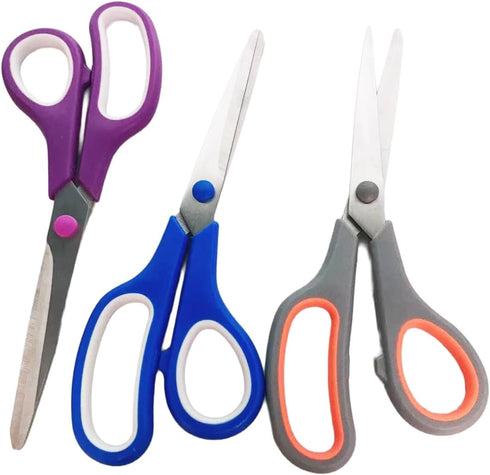 S & E TEACHER'S EDITION Scissors 3 Bulk Pack, 8.5 Inch Ultra Sharp Blade Shears, Comfort-Grip Professional All Purpose Scissors, for Office Sewing...