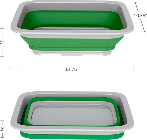 Collapsible Ice Bucket - 7.27-Liter Portable Outdoor Multi-Use Basin, Dish Tub, and Storage Basket for Camping and Tailgating by Wakeman (Green)...