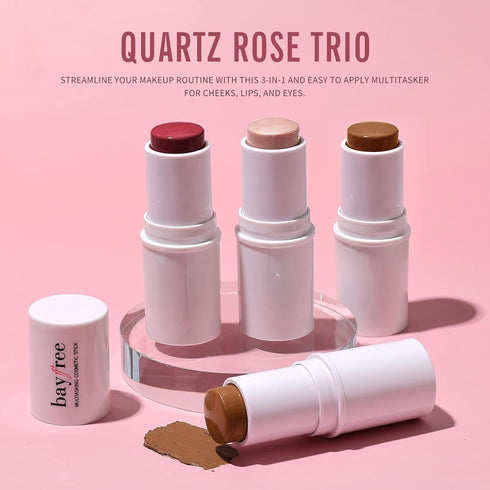 KIMUSE Multi Stick Trio Face Makeup, Cream Blush Stick for Cheeks & Lips, Contour Stick & Highlighter Makeup Sticks for All Skin...