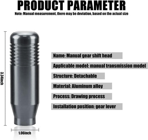 1 PC Manual Gear Stick Shifter Knobs, Car Shift Head Knob with 3 Threaded Adapters, Aluminum Alloy Car Stick Shift Lever Knob, Universal for Most ...