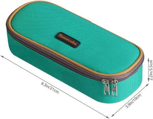 Homecube Pencil Case Oxford Fabric Waterproof Pencil Bag Make-up Pen Pouch Durable Stationery Bag Pen Holder for Man & Women, Grey lining-Green...