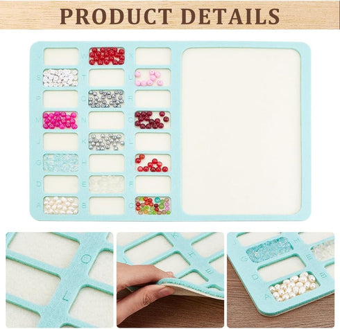 BENECREAT 2Pcs Rectangle Felt Bead Design Boards, Green Felt Beading Mat with A-X 24 Small Grids Beads Tray Bead Pad for Art Crafts Jewelry Making...