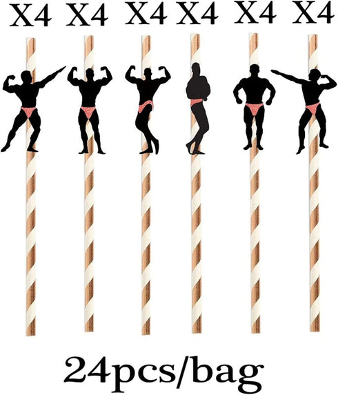 Bachelorette Naughty Straws, Stripper Pole Dancer Straw,24pcs Bachelorette Party Naughty Nye Paper Straw for Hens Girls Night Adults,Dancing MEN C...