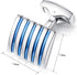 HONEY BEAR Rectangle Striped Cufflinks for Mens Business Wedding Gift Blue...