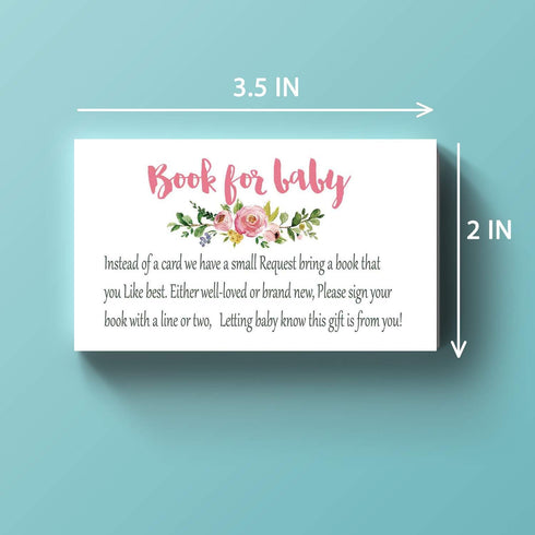 Giftideaworkshop Pink Flowers Books for Baby Shower Request Cards (50 Pack), Baby Shower Invitation Inserts....