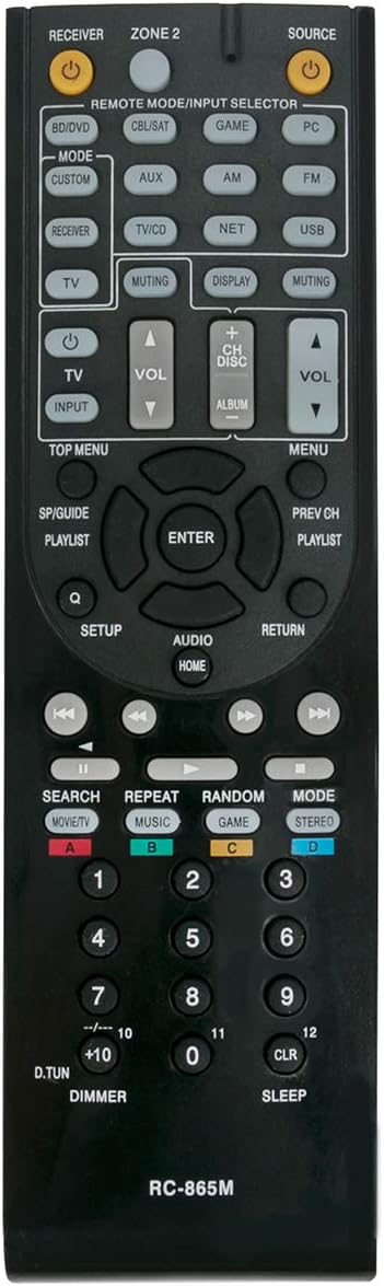 RC-865M Replacement Remote Control Applicable for Onkyo AV Receiver TX-NR525 TXNR525...
