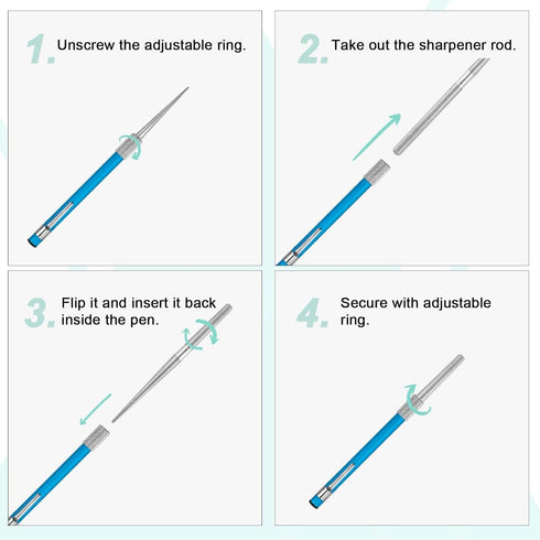 2PCS Retractable Serrated Knife Sharpener, Diamond Dual Head Sharpening Rod Portable Multifunctional Pocket Knife Sharpener for Kitchen Home Fishi...