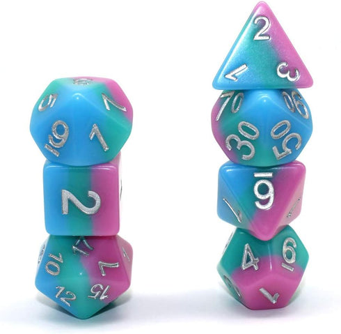 Dice Resin D&D Transparent Dice Set Fit Dungeons and Dragons DND RPG Pathfinder Role Playing Games Blue Green Rose 3 Layers Polyhedral Dice...