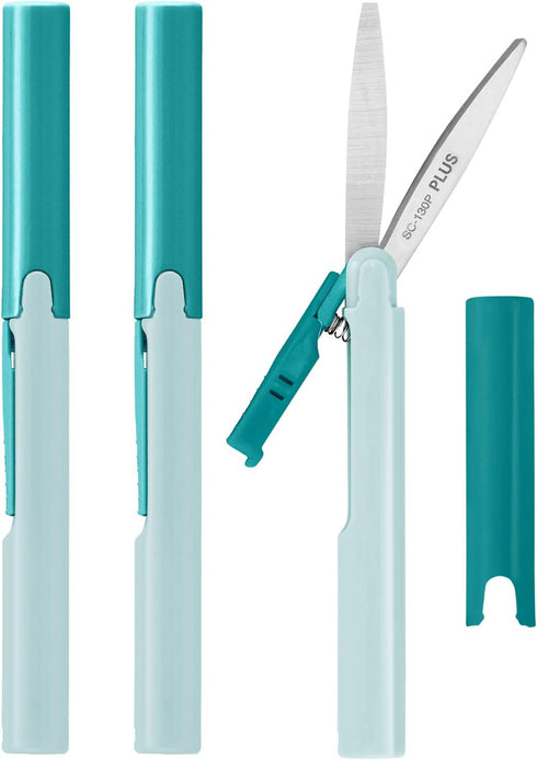 PLUS Pen Style Compact Twiggy Scissors with Cover 3-Pack Turquoise...
