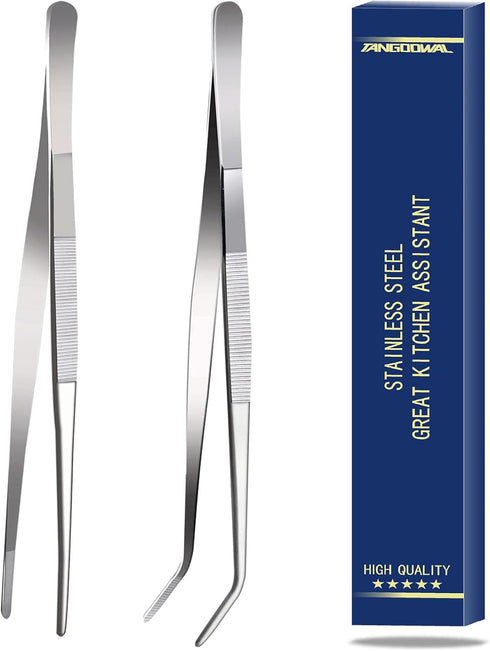 8 Inch Stainless Steel Tongs with precision serrated tips for surgical & sea food,Heavy Duty Tongs for Cooking Crafting Repairing...