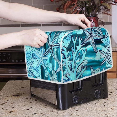 Starfish Blue Toaster Dust Cover, Polyester Fabric 2/4 Slice Toaster, Dust and Fingerprint Protection, Machine Washable...