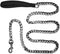 Premium Heavy Duty Extra Wide Links 13mm Dog Chain Leash, 6 Feet Faux Chrome Stainless Steel Cuban Link Chain Labor-Saving Spring Basic Leash for ...