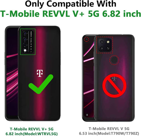 Case for T-Mobile REVVL V+ 5G Case with Screen Protector Kickstand Holder Built-in Magnetic Car Mount Shockproof Camera Protective Case for T-Mobi...