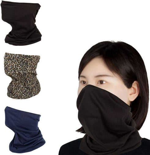Be Wise Multipack Neck Gaiter-Outdoor Wind Protection Scarf Face Covering, Leopard/Black/Navy, One Size...