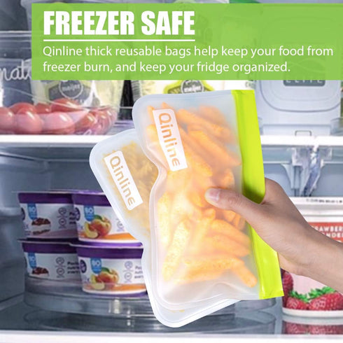 Reusable Storage Bags - 10 Pack BPA FREE Freezer Bags(2 Reusable Gallon Bags + 4 Leakproof Reusable Sandwich Bags + 4 THICK Reusable Snack Bags) Z...