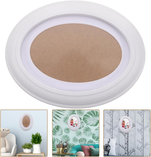 Garneck Oval Wood Picture Frame Wall Hanging Decoration 7 Inch - Send Seamless Nail and S Nail (White)...