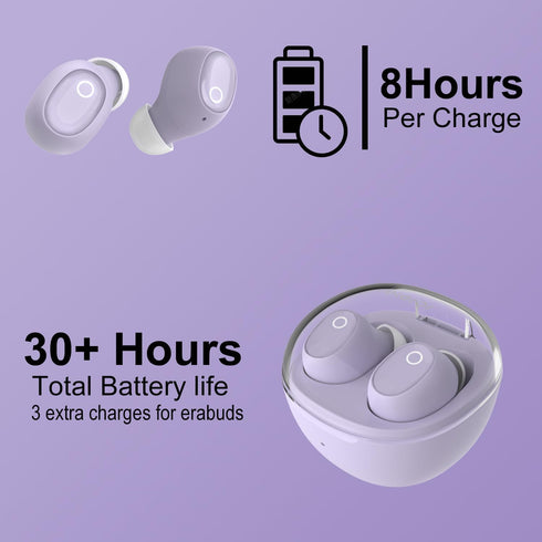 Wireless Earbuds for Small Ears Women Men, Purple Bluetooth Earbuds for Small Ear Canals, Mini Ear Buds Wireless Bluetooth Earphone for iPhone, An...