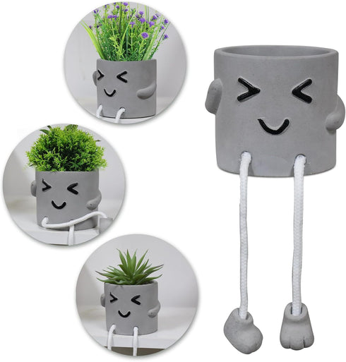 1pcs Indoor Hanging Planter with Feet,Cute Face Planter pots Succulent Planter,Flower Pot,Plant Planter,Office Decor,Gift Idea (Squinty)...