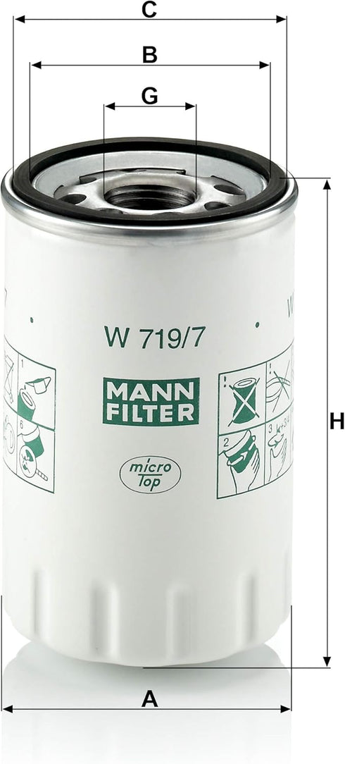 Mann Filter Mann-Filter W 719/7 Spin-on Oil Filter...