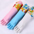 Bamllum 3 Pairs Rubber Cleaning Gloves, Household Kitchen Dishwashing Gloves with Cotton Flocked Liner, Long Cuff 16 Inches, Reusable, Non-Slip (M...