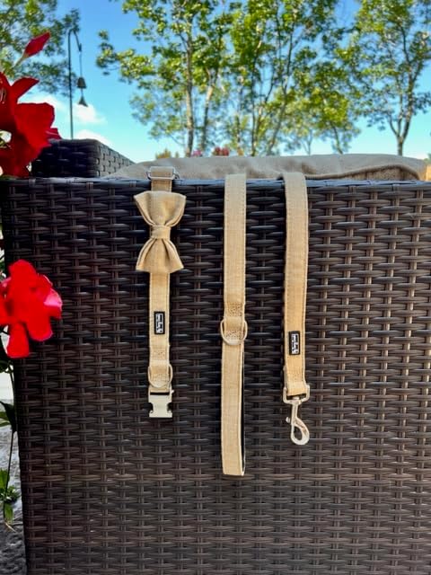 Light Khaki Large 6 Ft Hemp Dog Leash, Neoprene Padded Handle, Choose from 10 Colors (Large - 6 Feet, Light Khaki)...