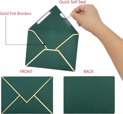 50 Pack 4x6 Envelopes Self Seal, Green 4x6 Envelopes for Invitations with Self-Adhesive A6 Envelopes Self Seal for Weddings, Invitations, Photos, ...