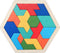 Wooden Blocks Puzzle Brain Teasers Toy Large Wooden Hexagon Puzzle for Kids Adults Tangram Brain Teaser Puzzles Geometry Logic IQ Games STEM Monte...