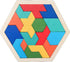Wooden Blocks Puzzle Brain Teasers Toy Large Wooden Hexagon Puzzle for Kids Adults Tangram Brain Teaser Puzzles Geometry Logic IQ Games STEM Monte...
