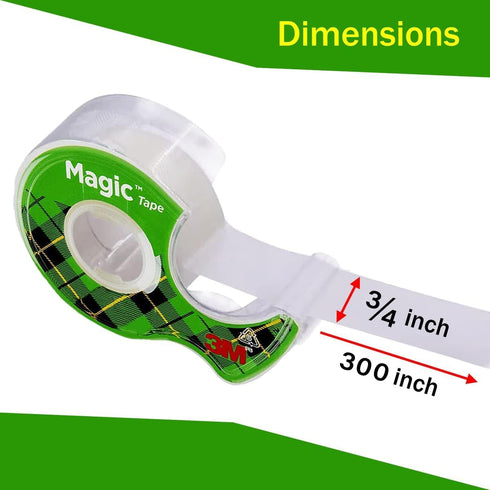 Magic Tape 2 Packs Clear Tape, Magic Tape with Dispensers, Invisible Tape ¾ x 300 Inches, and a 8 Inch All Purpose Scissors...