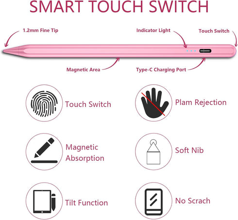 Stylus Pen for iPad 2018-2022 with Palm Rejection&Tilt, Apple Pencil for iPad 10th/9th/8th/7th/6th Generation, for iPad Pro 11/for iPad Pro12.9 3/...
