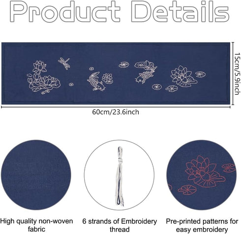 FREEBLOSS Sashiko Tea Mat Sashiko Kit with Full Sashiko Supplies Sashiko Thread and Needles Hand Sewing Kit for Adults Beginners Instructions Incl...